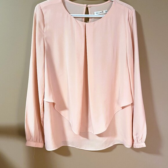 Romantic delicate layered blush coloured blouse Sz M VGUC - Picture 3 of 9